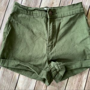 Olive green high rise shorts